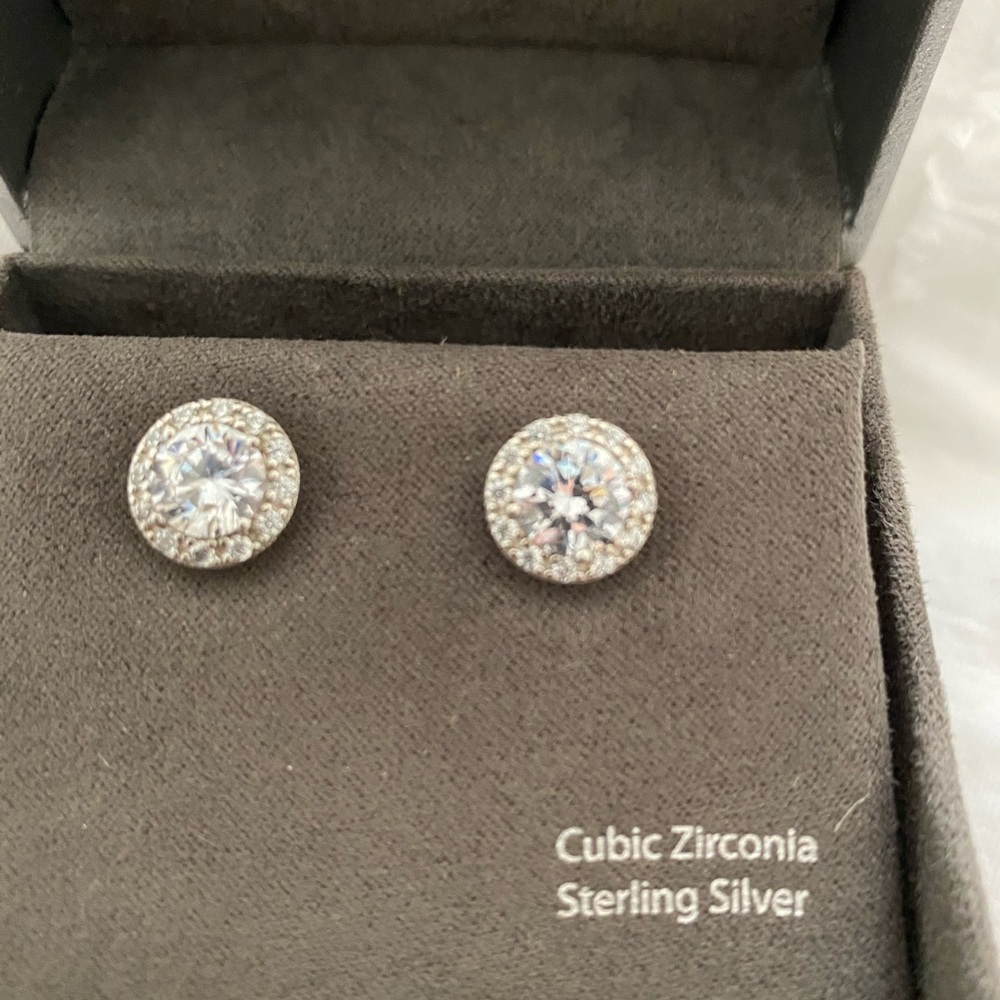 Earrings cubic zirconia sterling silver